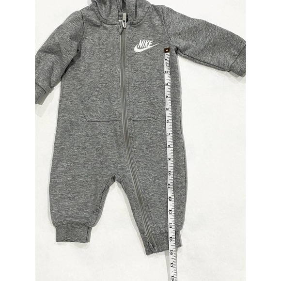 Gray Nike One Piece | Infants Zip Front Long-Sleeve Hooded Coverall - Picture 8 of 10